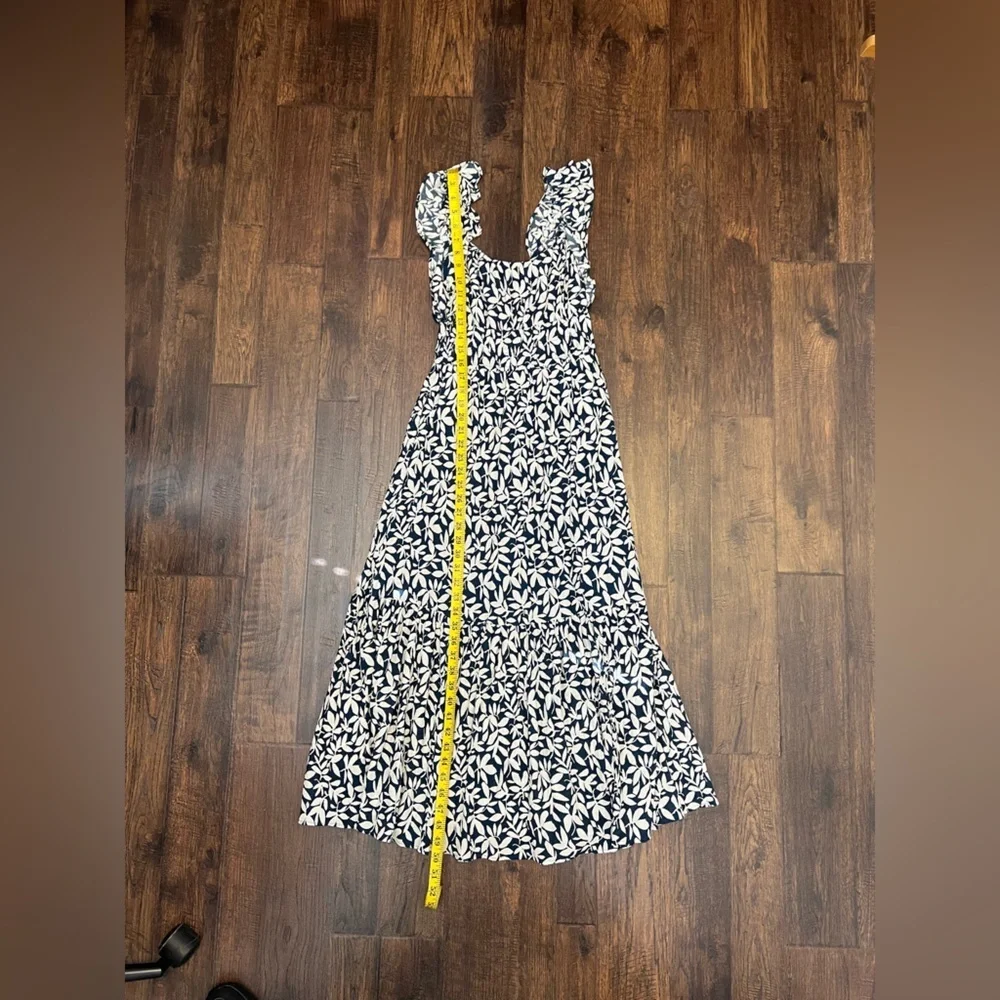 Abercrombie & Fitch Womens Ruffle Strap Textured Maxi Dress Size S/P Blue/White
